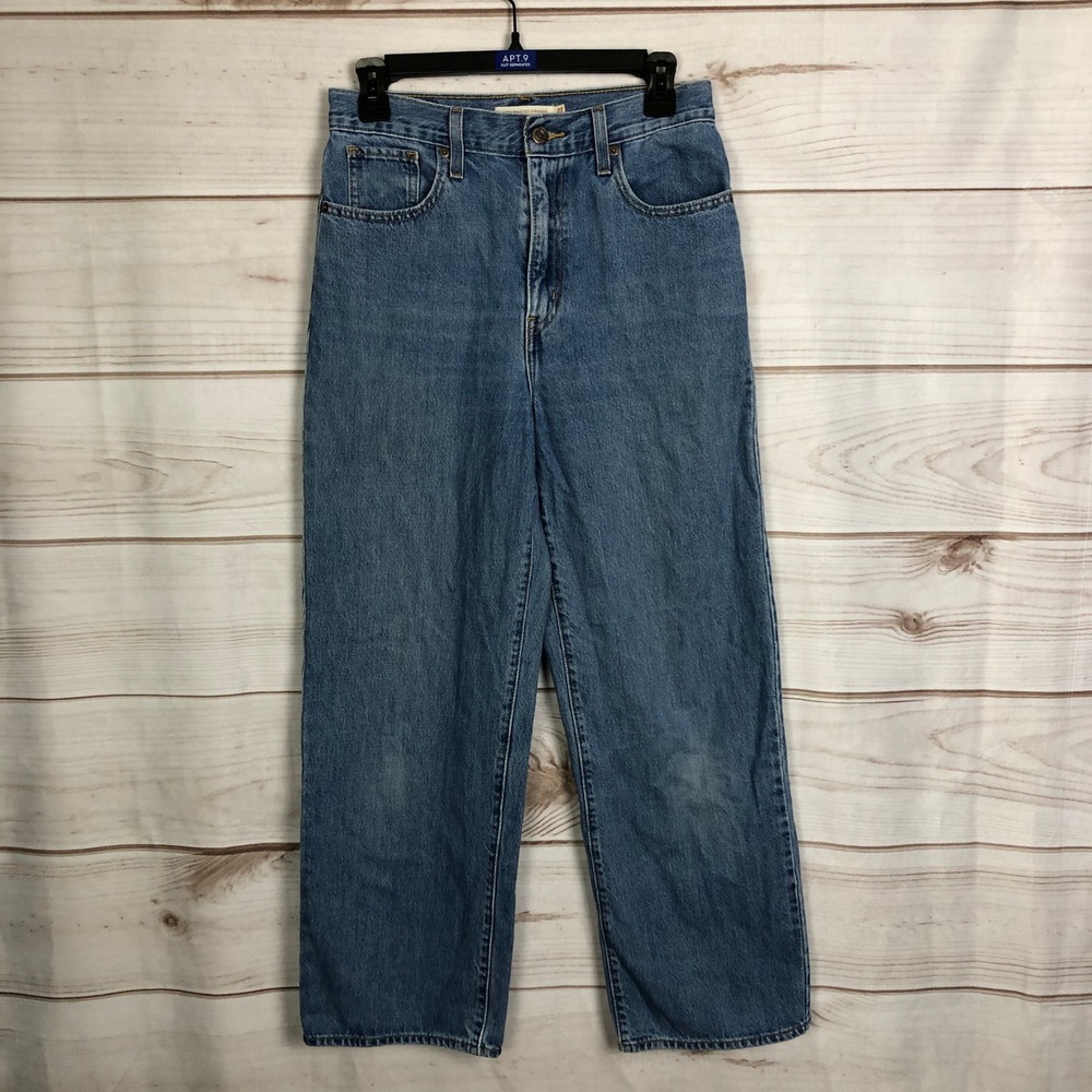 Levi's High Waisted Straight Leg Jeans Medium Wash Blue Denim Size 27
